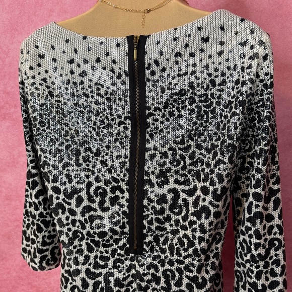 135. Zara Basic Sequin Leopard Print Mini Dress Black Silver Small - Picture 5 of 6
